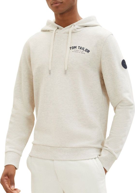 Tom Tailor - Hoodie - Heren - Beige - Katoen - 1037751