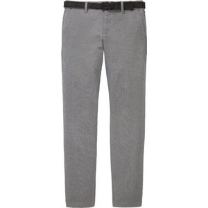 TOM TAILOR Chinobroek - Wit - Stretch Piqué - Slim Fit - Zigzag Structuur