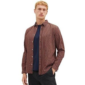 TOM TAILOR Regular fit overhemd voor heren met ruitpatroon, 30166-flame Orange Navy Small Check, S