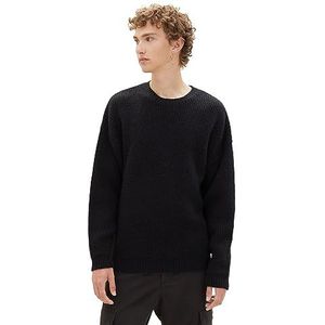 TOM TAILOR Denim Cosy gebreide trui voor heren, 29999-zwart, S