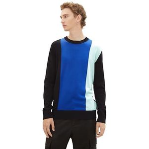 TOM TAILOR Denim Herentrui, 34215 - Zwart Blauw Verticaal Blok, L