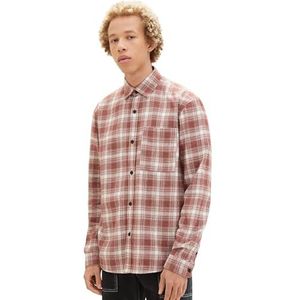TOM TAILOR Denim Herenhemd, 33918 - Russetbrown White Shadow Check, S