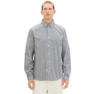 TOM TAILOR 1039786 Herenhemd, 30164 - Off White Navy Small Check