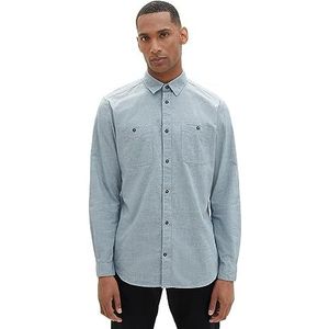 TOM TAILOR Herenhemd, 33862 - Deep Green Off White Structure, S