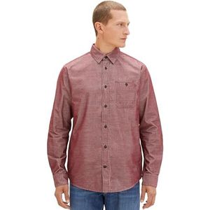 TOM TAILOR Herenhemd, 34415 - Port Red Off White Structuur, M