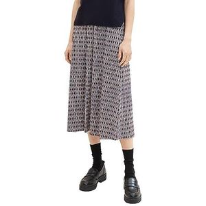 TOM TAILOR 1039281 midirok voor dames, 33983 - Blauwe bruine geometrische print