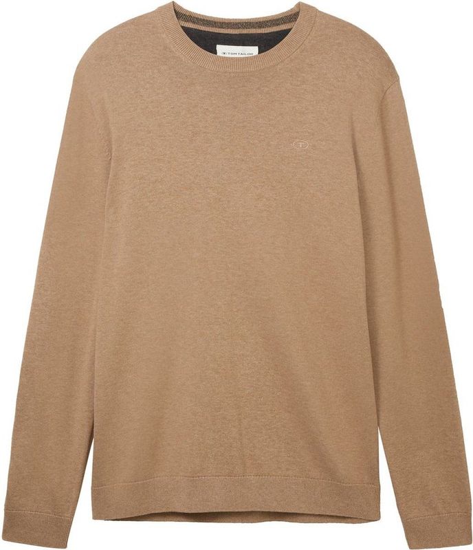 Regular Fit Strickpullover aus reiner Baumwolle mit Rundhalsausschnitt