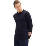 Tom Tailor - Trui - Navy Melange - Met Geborduurd Logo