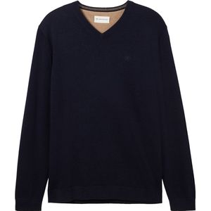 Regular Fit Strickpullover aus reiner Baumwolle mit V-Ausschnitt