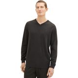 TOM TAILOR V-Ausschnitt-Pullover, mit kleiner Logo-Stickerei