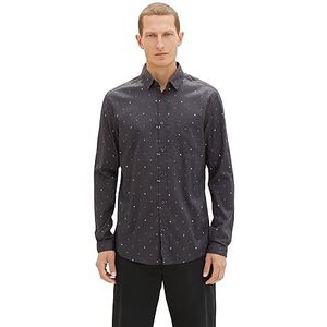 TOM TAILOR Herenhemd, 30842 - Blue Pixel Diamond Print, L