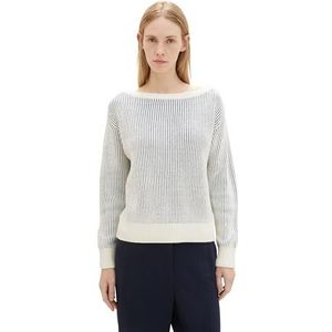 TOM TAILOR 1039995 Sweatshirt voor dames, 35160 - Blauwe structuur offwhite