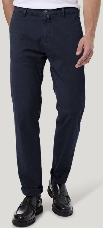Chino - Marine - Katoen - Met Riemlussen en Steekzakken