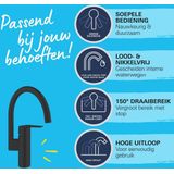 GROHE QuickFix Start eengreeps keukenmengkraan - hoge C-vormige uitloop - Matte Black
