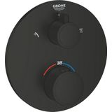 GROHE Grohtherm Douchemengkraan - afdekset - thermostatisch - 2 uitgangen - met omstelling - rond - matte black 1022082430
