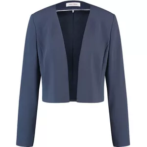 Feestelijke jurk m116 blauwe tafta, roosjestule/ bijpassend bolero