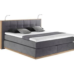 Places of Style Boxspring Vinton van eiken, met ledverlichting, verschillende hardheden (ook h4) (5-delig - 5-delig)