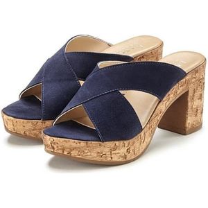 Lascana Slippers Mule, sandaal, open schoen van leer met blokhak