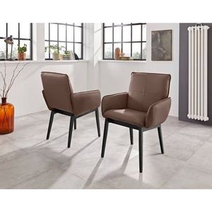 Home affaire Stoel met armleuningen Model 6 Bekleding van microvezel of leer, frame is beuken in zwart gelakt (2 stuks)