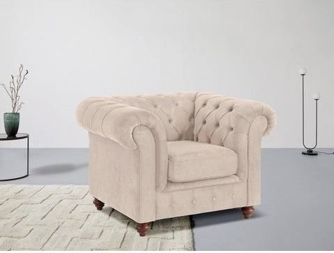 Home affaire Sessel »Chesterfield B/T/H: 105/69/74 cm«, mit hochwertiger Knopfheftung, auch in Leder