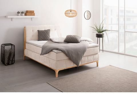 OTTO products Boxspringbett "Jelle", (5 St.), zertifizierte, recycelte Bezugsstoffe, verschiedene Ausführungen