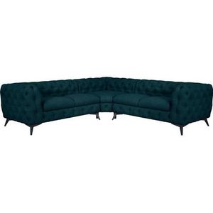 Leonique Chesterfield-Sofa »Ecksofa GLYNIS L-Form mit Wellenunterfederung, Maße B/T/H 264/264/75cm«, aufwändige Knopfheftung, moderne Chesterfield Optik, Fußfarbe wählbar
