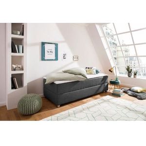 Boxspring - Antraciet - Chroom Poten - Wit Topmatras - 90 cm Breedte
