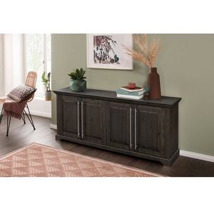 Dressoir - Grijs - Zilverkleurige Grepen - Hout