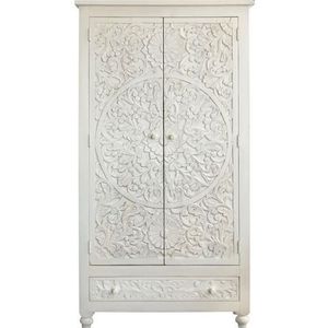 Home affaire Draaideurkast FENRIS gemakkelijk te onderhouden mangohout, met decoratief houtsnijwerk, hoogte 180 cm