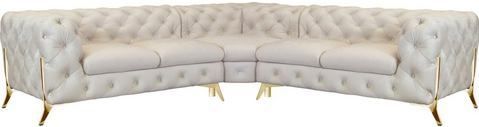 Leonique Chesterfield-Sofa "Amaury L-Form", Chesterfield-Optik, Breite/Tiefe je 262 cm, Fußfarbe wählbar