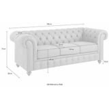 Home affaire Chesterfield-Sofa "Chesterfield 3-Sitzer B/T/H: 198/89/74 cm", mit hochwertiger Knopfheftung, auch in Leder