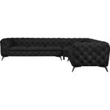 Leonique Chesterfield-Sofa "Ecksofa GLYNIS L-Form mit Wellenunterfederung, Maße B/T/H 323/264/75cm", aufwändige Knopfheftung, moderne Chesterfield Optik, Fußfarbe wählbar