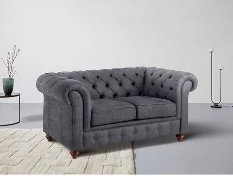 Home affaire Chesterfield-Sofa Chesterfield 2-Sitzer B/T/H: 150/89/74 cm, mit hochwertiger Knopfheftung, auch in Leder
