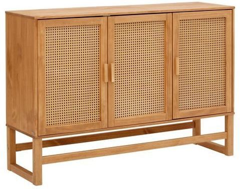 Home affaire Sideboard »Linz«, Kommode mit Rattangeflecht auf den Türfronten, aus Massivholz