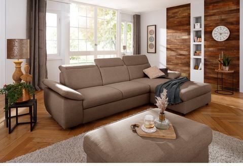 Home affaire Ecksofa "Mauritius L-Form", mit Kopfteil- und Armlehnverstellung, mit Bettfunktion und Bettkasten