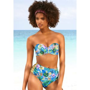 Venice Beach Bügel-Bandeau-Bikini-Top Hanni, mit tropischem Print und gelben Details
