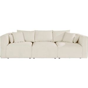 Driezitsbank - Beige - Zwarte Poten - 280 cm Breedte - 100 cm Diepte - 75 cm Hoogte