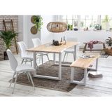 Home affaire Bank "Manhattan", mit Baumkantenoptik und Gestell U-Form aus weißem Metall