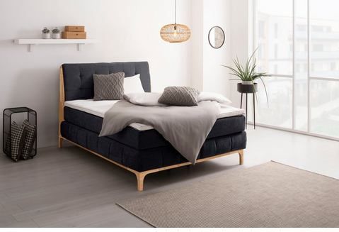 OTTO products Boxspringbett "Jelle", (5 St.), zertifizierte, recycelte Bezugsstoffe, verschiedene Ausführungen