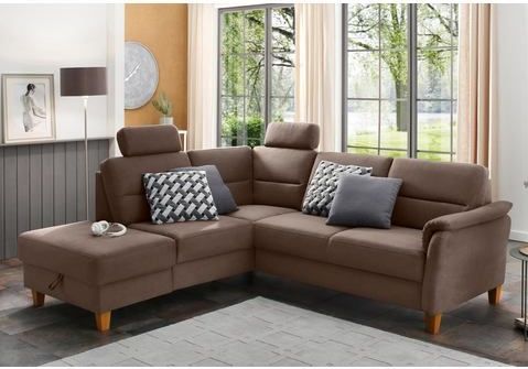 Home affaire Ecksofa "Palmera L-Form", Federkern, wahlweise mit Bettfunktion und mit/ohne Stauraum