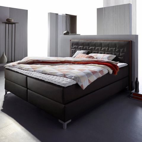 INOSIGN Boxspringbett "Coos", mit besonderer Steppung im Kopfteil, 3 Matratzenarten, 2 Härtegrade