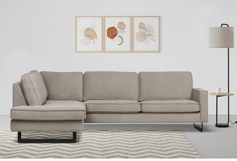 Places of Style Ecksofa "Pinto, 290 cm, Ottomane links / rechts", Cord, Feincord, Luxus-Microfaser Leder und Chenille
