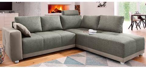 Places of Style Ecksofa, mit Bettfunktion, Bettkasten und Federkern, wahlweise mit 1 oder 3 Kopfstützen, Ottomane links oder rechts montierbar