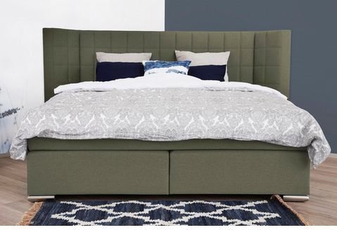 Places of Style Boxspringbett "Piazza", mit Steppung und Kopfteil mit seitlichen Flügeln