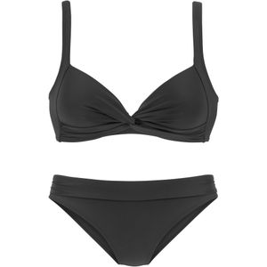 Look - Unikleur - Triangelbikini - Zwart - Polyamide