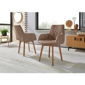 Fauteuil - Taupe - Naturel-Eiken Geolied - 59,5 cm Breedte - 66 cm Diepte - 88 cm Hoogte