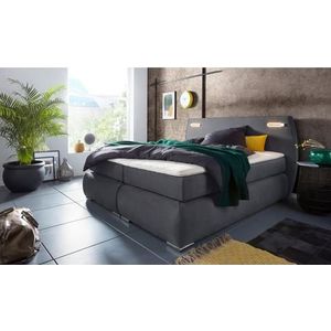 INOSIGN Boxspring Black & white incl. ledverlichting, 3 hardheden