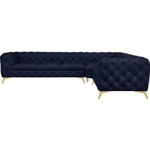 Leonique Chesterfield-Sofa »Ecksofa GLYNIS L-Form mit Wellenunterfederung, Maße B/T/H 323/264/75cm«, aufwändige Knopfheftung, moderne Chesterfield Optik, Fußfarbe wählbar