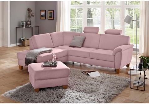 Home affaire Ecksofa »Alta L-Form«, mit Federkern und Kontrastnaht, Füße Buche eichefarben