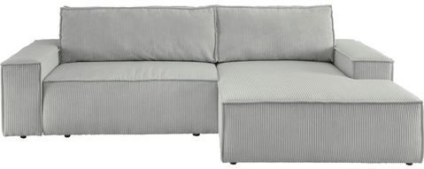 Home affaire Ecksofa SHERWOOD Schlafsofa 267 cm, L-Form, Schlaffunktion mit Bettkasten (210x136 cm), Cord, Vintage, Samtvelours